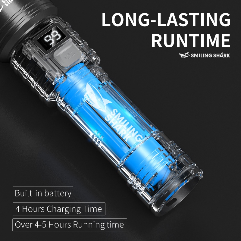 SMILING SHARK UV Light ไฟฉายแบบชาร์จไฟได้ 395nm แสงสีม่วง Scorpion Light LED 5 โหมด Type-c ไฟฉายกันน้ํากลางแจ้ง SD5252 — صورة 7