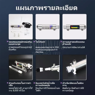 TROUWIDS ชุดหลอดยูวี เครื่องกรองน้ำ 6W 8W 10W 12W 4เขี้ยว1ด้าน ไส้กรองน้ำUV ฆ่าเชื้อโรค ครบชุด