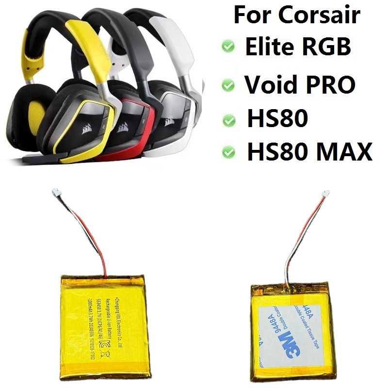 แบตเตอรี่เดิมสําหรับ Corsair Void RGB Elite / Void Pro Elite ไร้สาย HS80/HS80 MAX หูฟังสําหรับเล่นเก
