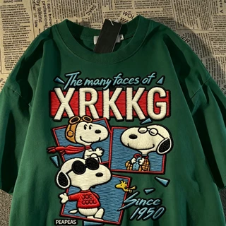 BOOM เสื้อคอกลมฤดูร้อน ผ้าฝ้าย 100% Snoopy ลายการ์ตูน ระบายอากาศดี สวมใส่สบาย เสื้อยืดชายหญิงแขนสั้น