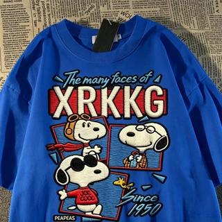 BOOM เสื้อคอกลมฤดูร้อน ผ้าฝ้าย 100% Snoopy ลายการ์ตูน ระบายอากาศดี สวมใส่สบาย เสื้อยืดชายหญิงแขนสั้น
