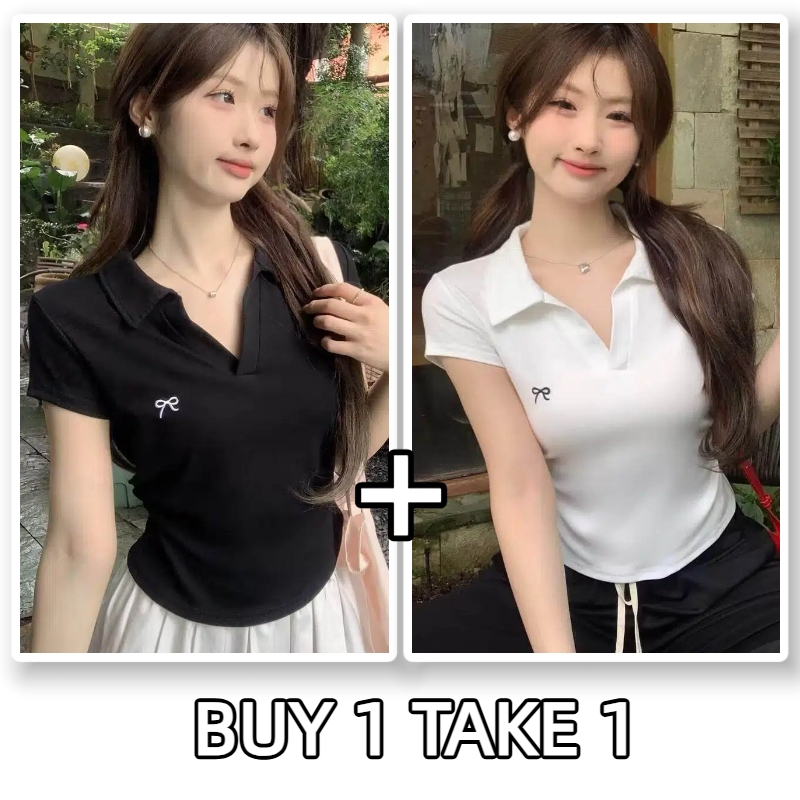 เสื้อโปโลผู้หญิงเสื้อ  การปัก เสื้อแขนสั้น งานรัดรูป เนื้อผ้าระบายอากาศดี S-XL