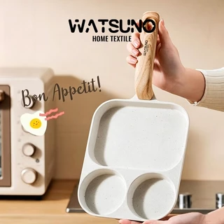 Watsuno.กระทะทอดไข่ 3/4 หลุม เคลือบกันติด กระทะทำอาหารเช้า ไข่ดาว แพนเค้ก เบคอน แฮม ใช้ได้กับเตาทุกประเภท