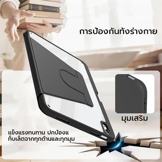 [it] เคสขาตั้งหมุนได้360องศามีช่องใส่ปากกาในตัวเปิดปิดหน้าจออัตโนมัติ กันกระแทกโปร่งใสปกหลังสําหรับ iPad Air M4/m3/m2 gen 11(A16)/10/9/8/7/6 Pro 11 นิ้ว
