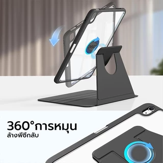[it] เคสขาตั้งหมุนได้360องศามีช่องใส่ปากกาในตัวเปิดปิดหน้าจออัตโนมัติ กันกระแทกโปร่งใสปกหลังสําหรับ iPad Air M4/m3/m2 gen 11(A16)/10/9/8/7/6 Pro 11 นิ้ว
