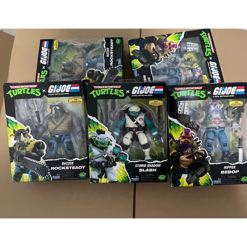 เต่านินจาวัยรุ่น x GI Joe 3 ชิ้น Action Figure ชุด Buzzer Rocksteady Storm Shadow Slash Ripper Bebop