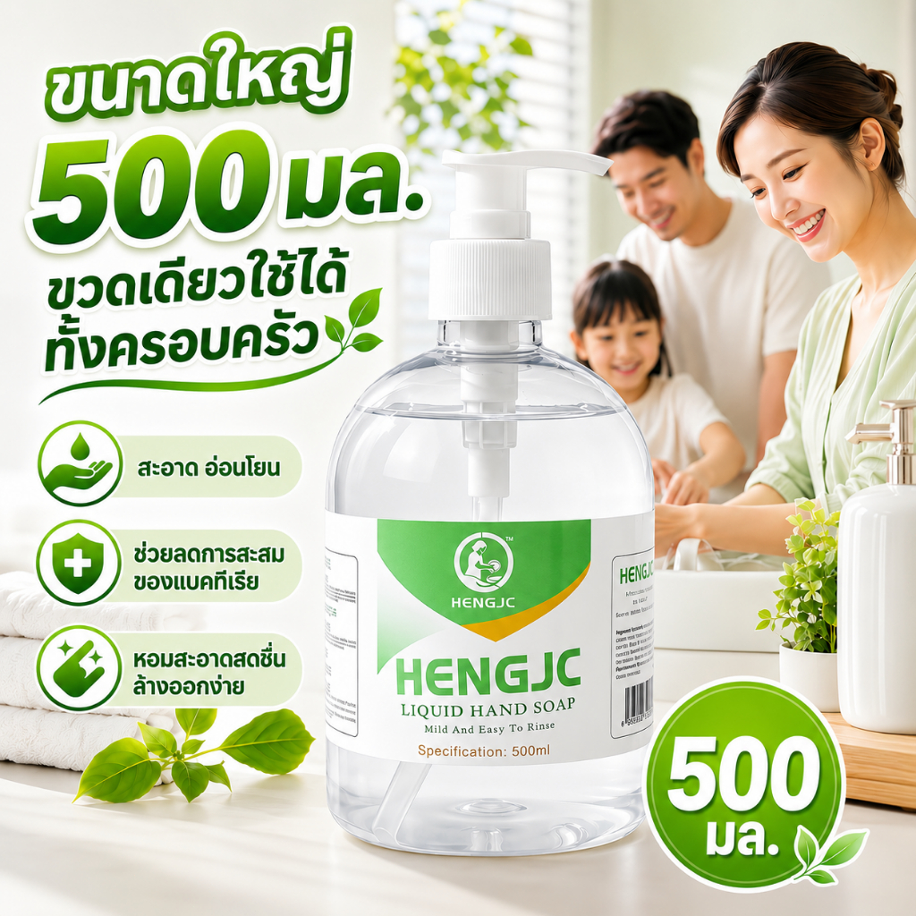 【3 ขวด】สบู่เหลวล้างมือ 500 มล. สูตรแอนตี้แบคทีเรีย พร้อมหัวปั๊ม ลดการสะสมแบคทีเรีย ขจัดสิ่งสกปรก อ่อนโยนต่อผิว กลิ่นหอม ถนอมมือ เด็กสามารถใช้ได้ Hand Wash 500ml