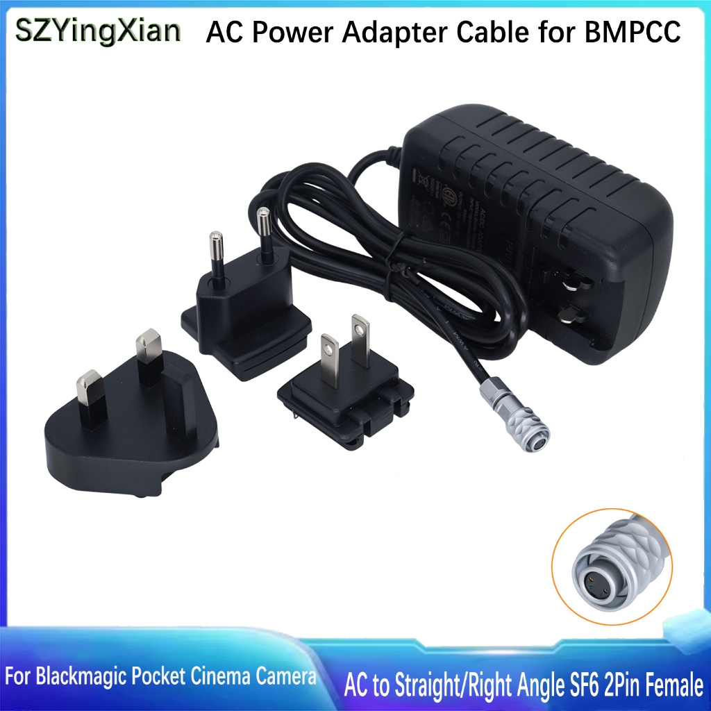 12V Power Supply อะแดปเตอร์สาย AC ถึง SF6 2Pin หญิงสําหรับ Blackmagic Pocket Cinema กล้อง 4K 6K พร้อ