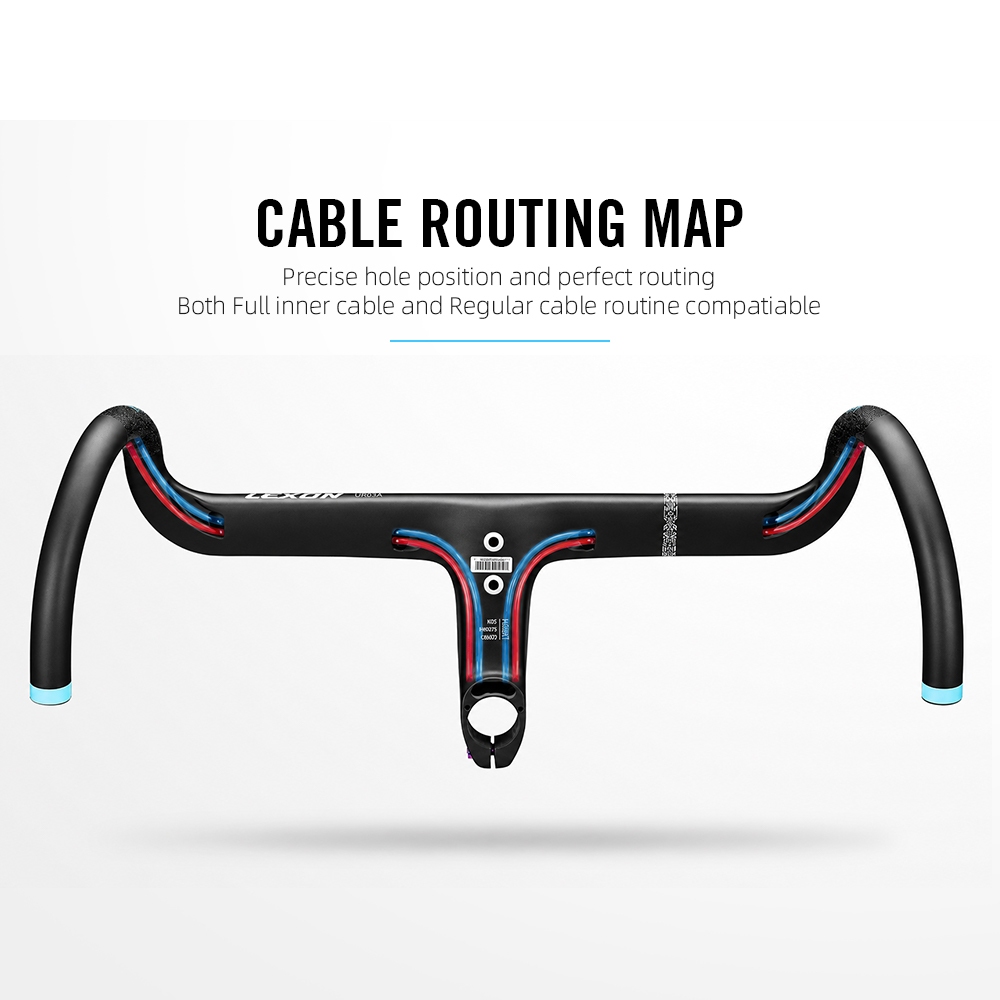 สต็อกพร้อม! LEXON Gravel Handlebar Carbon Road Integrated 28.6 mm Road Bike Bar With Bike Computer Holder Handlebar Bicycle Parts