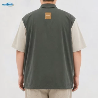 【พร้อมส่งจากไทย】 เสื้อโปโลลำลองไซส์ใหญ่ 5XL-8XL มีกระเป๋าหน้าอก ทรงสวยต่อผ้าทูโทน เสื้อผ้าสไตล์ญี่ปุ่น