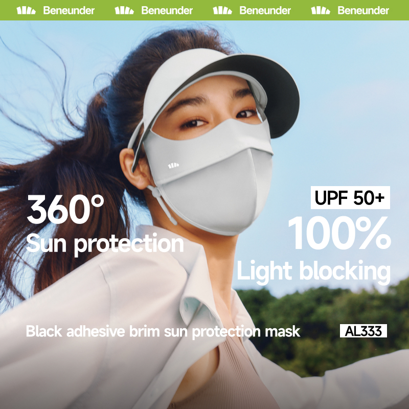 Beneunder AL333,หน้ากากกันแดดแบบเต็มหน้าพร้อมหมวก, ขึ้น50+,ระบายความร้อน,น้ําหนักเบาและระบายอากาศได้สําหรับผู้หญิง,ชายหาด/เดินป่า