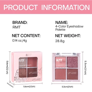 4 สีอายแชโดว์ Palette Matte Shimmer Glitter ติดทนนานกันน้ํา Eye แต่งหน้าเครื่องสําอาง 4g