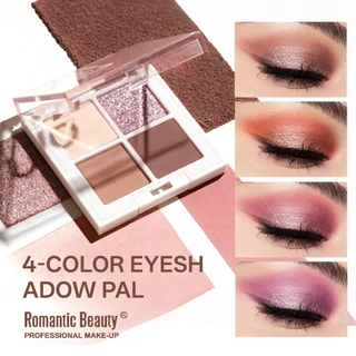 4 สีอายแชโดว์ Palette Matte Shimmer Glitter ติดทนนานกันน้ํา Eye แต่งหน้าเครื่องสําอาง 4g