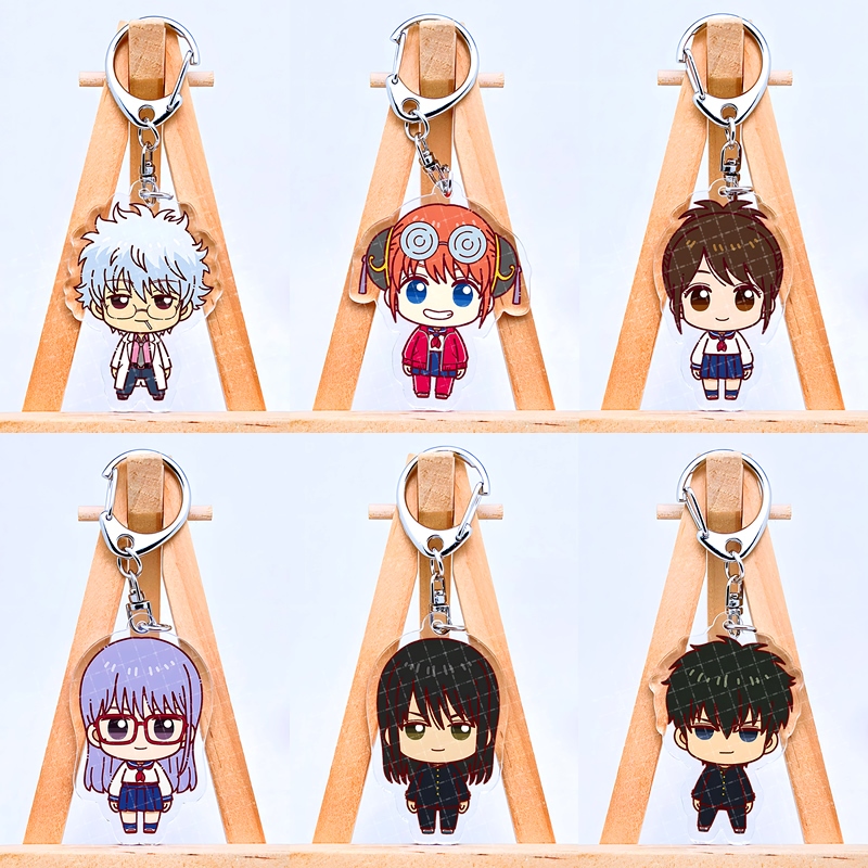 Gintama Kotaro Katsura สองด้าน Gintoki Sakata อะคริลิคพวงกุญแจ Kagura Anime Merch กระเป๋า Charm