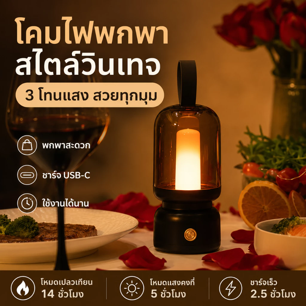 Retro Nostalgic แบบพกพาโคมไฟน้ํามันก๊าดห้องนอน High-End Night Light โรแมนติกบรรยากาศแสง Camping Light สไตล์แบบชาร์จไฟได้