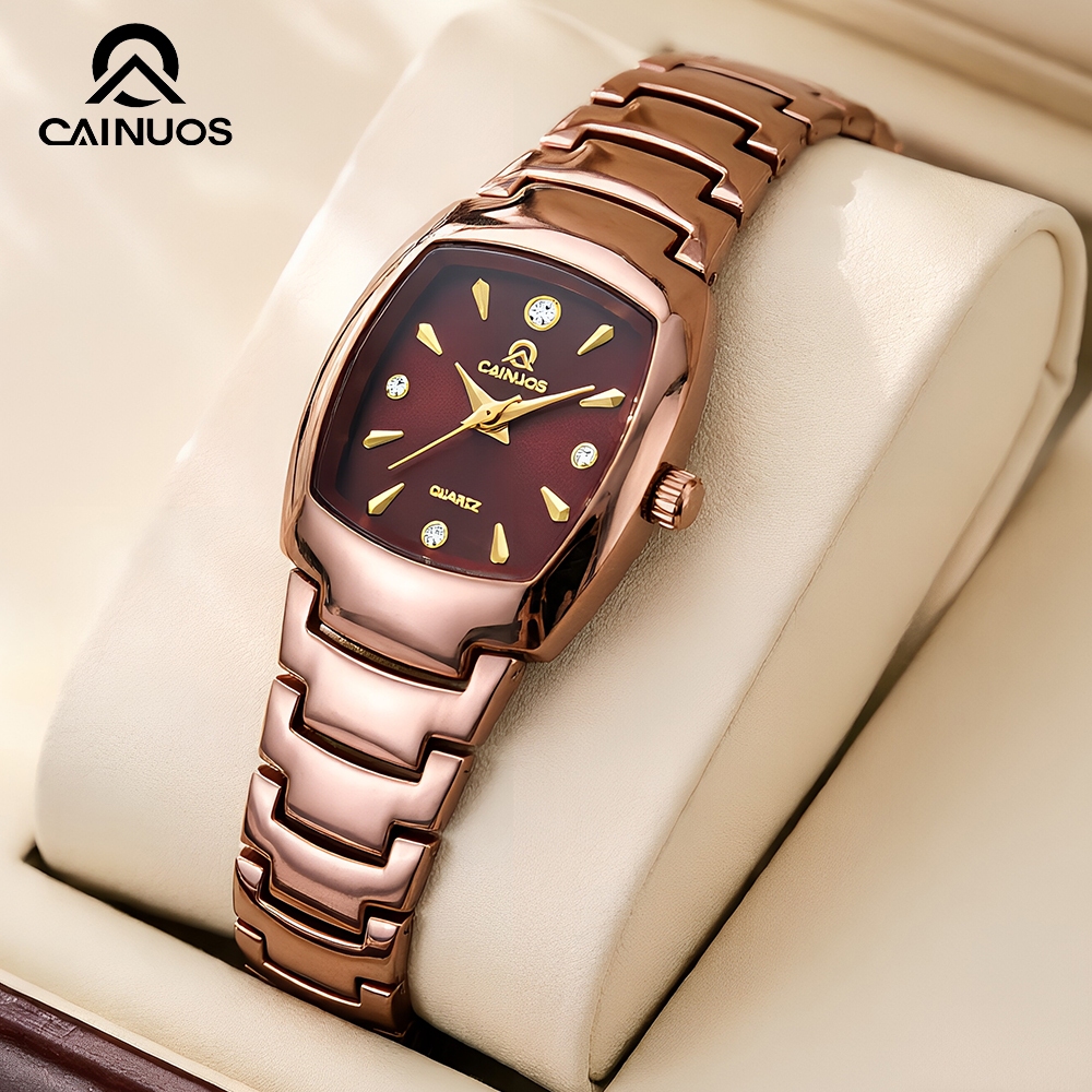 CAINUOS นาฬิกาผู้หญิง RoseGold Square Analog นาฬิกาควอตซ์โมเดิร์นเลดี้แฟชั่น Elegant ของขวัญพร้อมสต็อก 5019