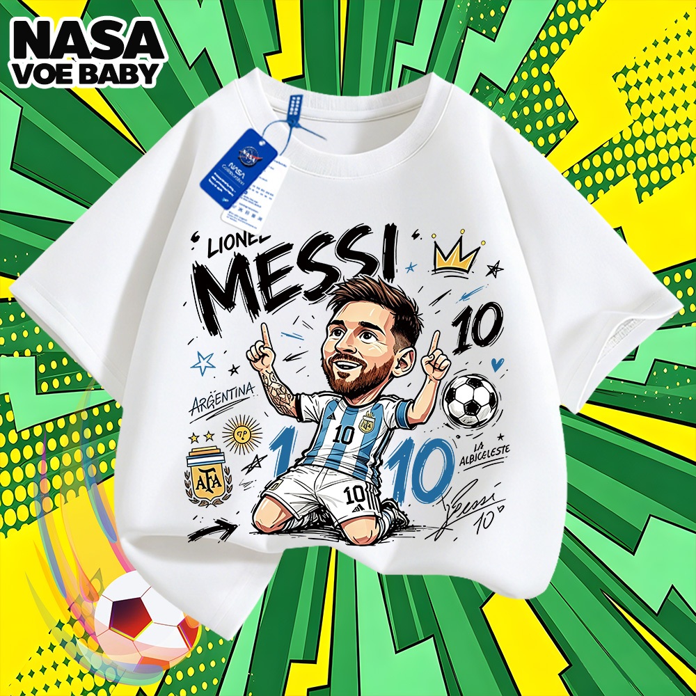 【ส่งเร็ว 24 ชม.】เสื้อยืดเด็ก ลายเมสซี เบอร์ 10 อาร์เจนตินา เสื้อฟุตบอลเด็ก สีสดใส ไม่ต้องรีด