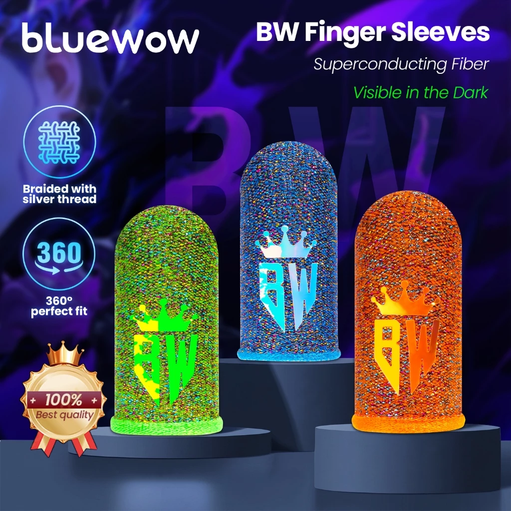 GlowBlueWow King Gaming Finger SleeveเกมมือถือถุงมือสําหรับPUBG Breathable Finger Sleeveปลายนิ้วAnti-slip Silver Fiber Gaming Cover
