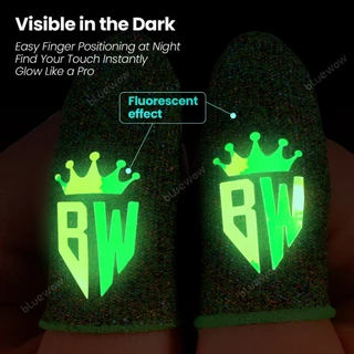 GlowBlueWow King Gaming Finger SleeveเกมมือถือถุงมือสําหรับPUBG Breathable Finger Sleeveปลายนิ้วAnti-slip Silver Fiber Gaming Cover
