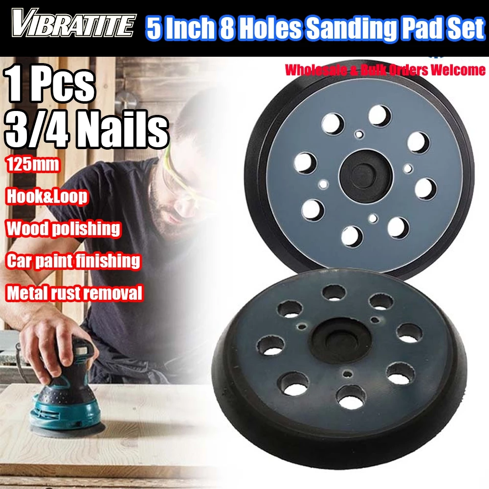 5 นิ้ว 125 มม. 8 หลุม 3 และ 4 เล็บ Hook Loop Orbital Sander ReplacementPad Backing Pad Sanding Backing Disc