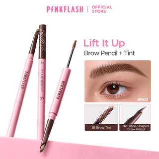 PINKFLASH ยกดินสอเขียนคิ้ว + Tint Dual-Ended Eyebrow Pencil & Tint 4 สี Long-Lasting Hold