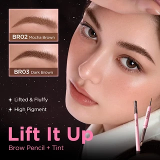 PINKFLASH ยกดินสอเขียนคิ้ว + Tint Dual-Ended Eyebrow Pencil & Tint 4 สี Long-Lasting Hold