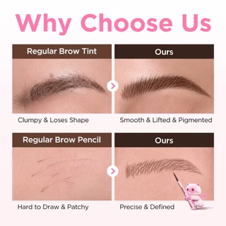 PINKFLASH ยกดินสอเขียนคิ้ว + Tint Dual-Ended Eyebrow Pencil & Tint 4 สี Long-Lasting Hold