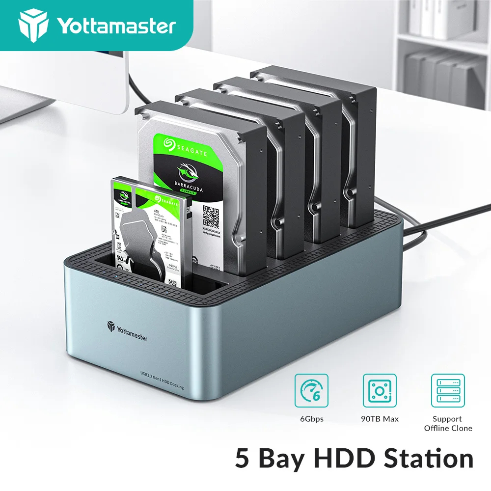 Yottamaster 4/5 Bay Offline Clone HDD Docking Station Type-C USB3.0 SATA to Hard Disk Enclosure รองรับ 2.5/3.5 นิ้ว SSD HDD