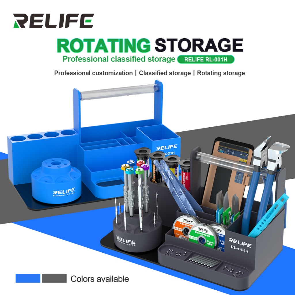 RELIFE RL-001H ที่เก็บข้อมูลซ่อมมัลติฟังก์ชั่นแบบหมุนได้/สีน้ําเงิน