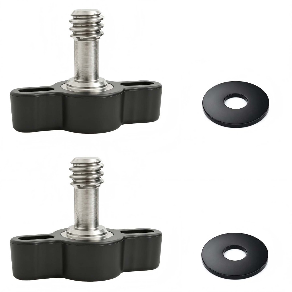 2 ชิ้น 1/4 "-20 Thumb สกรูยางเครื่องซักผ้า,316 สแตนเลส Quick Release T Wing Knob สกรูสําหรับกล้องถาด Bracket แผ่นยึดขาตั้งกล้อง L
