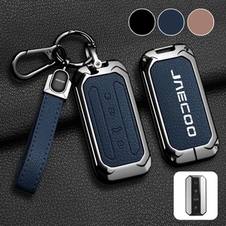 🔥พร้อมส่ง🔥สังกะสีอัลลอยด์รถสมาร์ท Key กรณี Fob ผู้ถือ Goatskin ปุ่มหนังแท้รีโมทคอนโทรลสําหรับ Chery Omoda Jaecoo 7 J5 J7 Lucano Oumengda C7