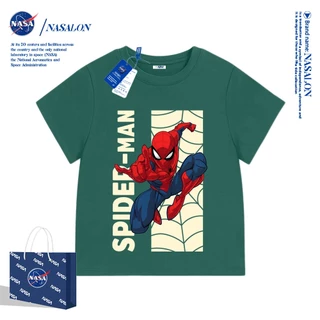 NASA เสื้อเด็กผู้ชาย ผ้าฝ้าย 100% ลายการ์ตูนสไปเดอร์แมน เสื้อยืดเด็ก ระบายอากาศดี เหมาะสำหรับเด็กอายุ 2-15 ปี