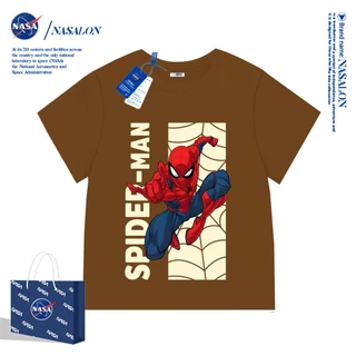 NASA เสื้อเด็กผู้ชาย ผ้าฝ้าย 100% ลายการ์ตูนสไปเดอร์แมน เสื้อยืดเด็ก ระบายอากาศดี เหมาะสำหรับเด็กอายุ 2-15 ปี