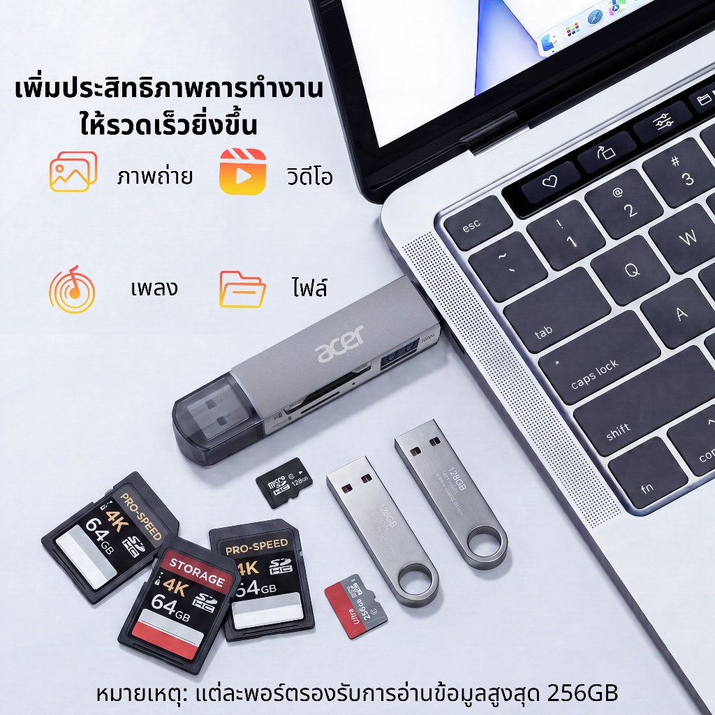 Acer การ์ดรีดเดอร์ เครื่องอ่านการ์ด 3 in 1 SD card reader รูปที่ 3