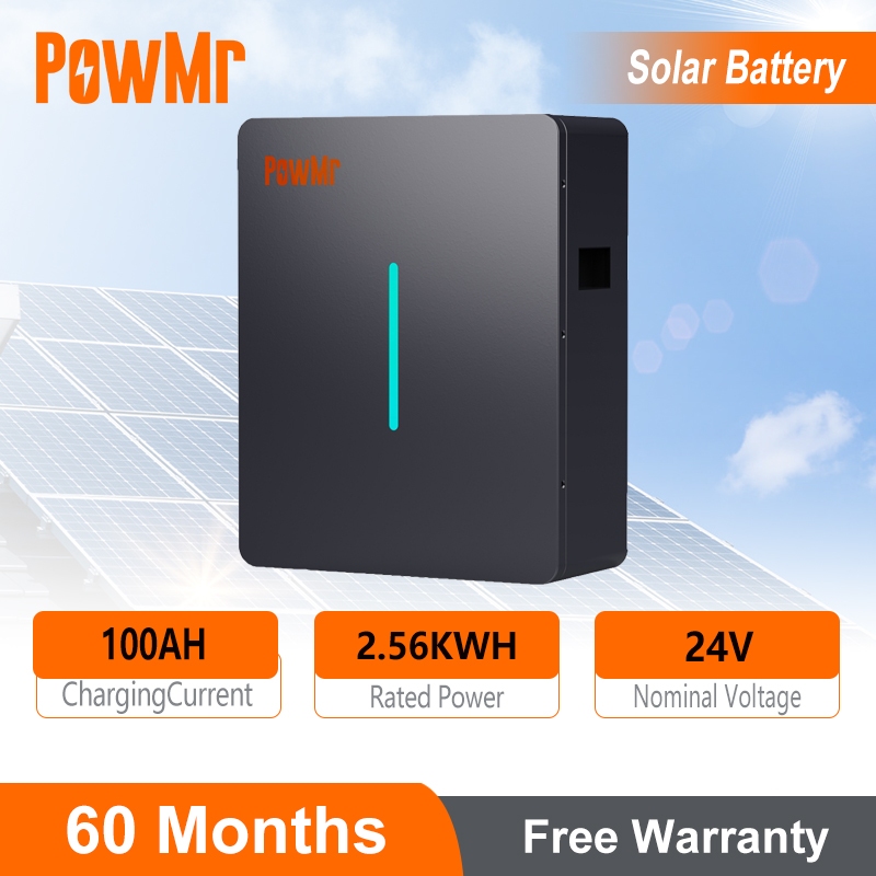 (ใหม่) PowMr 24V 100AH LiFePo4 แบตเตอรี่พลังงานแสงอาทิตย์ Ebike แบตเตอรี่แบตเตอรี่รถยนต์ประสิทธิภาพสูง 100% พลังงานจริง Life Time 10 ปีสามารถสูงสุด 2 หน่วย Series