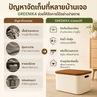 GREENIKA กล่องใส่ของพลาสติกอเนกประสงค์ มาพร้อมฝาปิดแบบใส ที่เก็บของ จัดระเบียบบ้าน มี4ขนาด