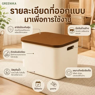 GREENIKA กล่องใส่ของพลาสติกอเนกประสงค์ มาพร้อมฝาปิดแบบใส ที่เก็บของ จัดระเบียบบ้าน มี4ขนาด