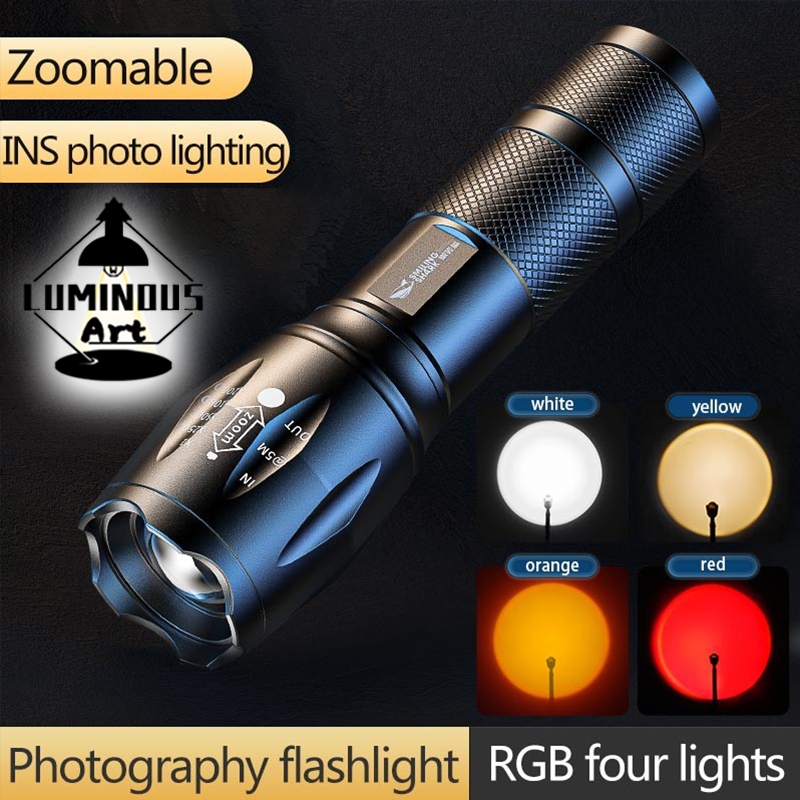 READY STOCKLUMINOUS ART SD1003 ไฟฉาย led RGB การถ่ายภาพไฟฉายซูมสีขาว/สีเหลือง/สีฟ้า/สีแดง/สีเขียว/สี