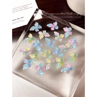 Rou Bao 50 ชิ้นเล็บคริสตัลน้ําแข็งนุ่มแกะสลัก Lily ดอกไม้ Gradient DIY เล็บ Art Charms ตกแต่ง