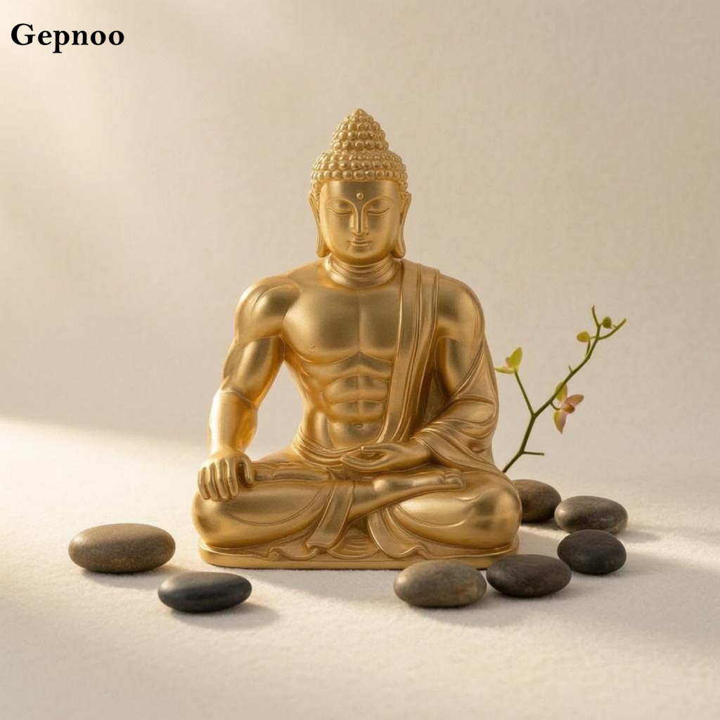 Gepnoo ทองเรซิ่นกล้ามเนื้อพระพุทธรูปหุ่นความต้องการทางเพศเสร็จสิ้นกล้ามเนื้อพระพุทธรูปหุ่นตกแต่งโต๊ะ