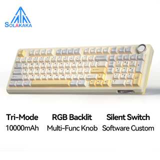 SOLAKAKA Ki99 PRO คีย์บอร์ดแบบกลไก 99 คีย์ Tri-mode Hot Swap RGB พร้อมแป้นพิมพ์ที่กําหนดเองลูกบิด