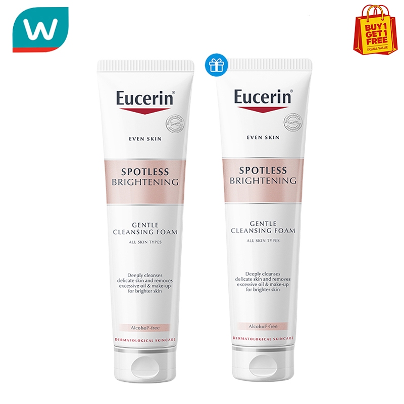 [ ซื้อ 1 แถม 1 ] Eucerin SPOTLESS BRIGHTENING GENTLE CLEANSING FOAM 150 G โฟมล้างหน้าไบรท์เทนนิ่ง