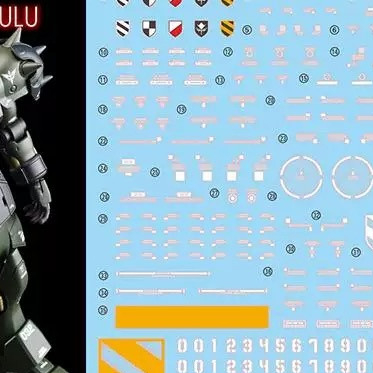 YAN HG 1/144 AMS-129 Geara Zulu All Type Water Slide Decal Fluo Type YANHG054
