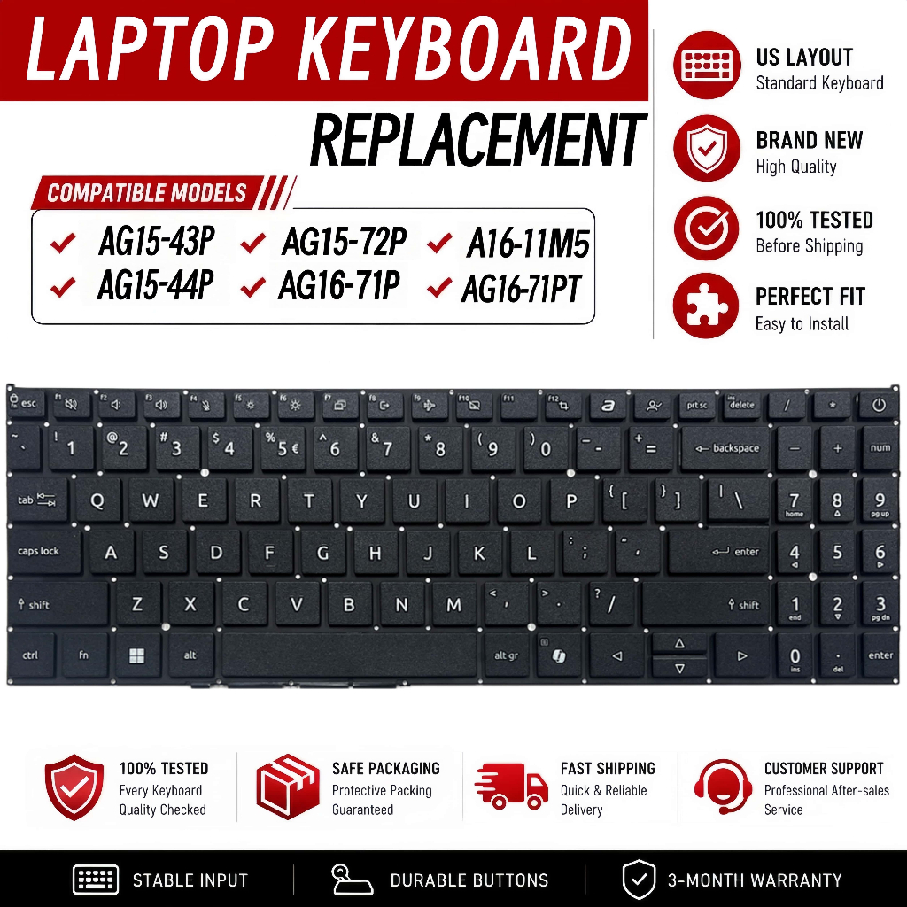 แป้นพิมพ์สําหรับแล็ปท็อปสําหรับ Acer Aspire Go 15 AG15-43P AG15-44P AG15-72P 16 AG16-71P/71PT แล็ปท็