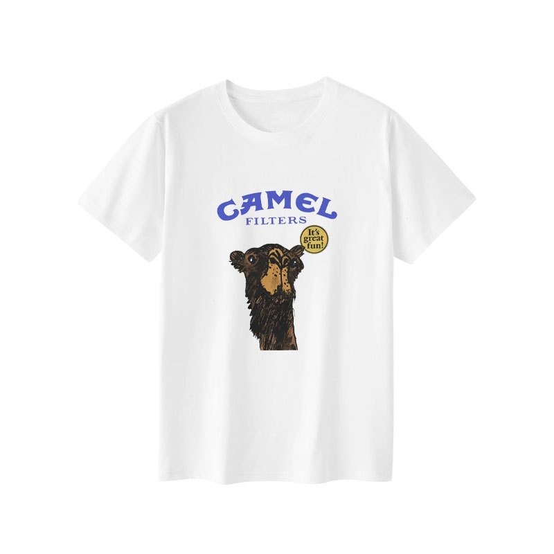 Camel Filters เสื้อยืดผู้ชายผู้หญิง Vintage Camel พิมพ์ผ้าฝ้ายลําลองแขนสั้น Streetwear Tee