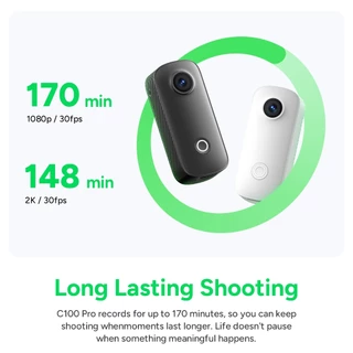 SJCAM C100PRO 4K Thumb Body Camera Standard Combo,2.5H Power,32g Light-Weight POV กล้องพร้อมการเสถียรภาพ,Magnetic Wearable Action Cam สําหรับการเดินทาง (ไม่มี SD CARD)