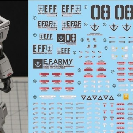 YAN GHOST MG 1/100 RX-79[G] Ez-8 GROUND Type Water Slide Decal Fluo Effect ไม่ใช่ชิ้นส่วนหรือชุดใดๆ 