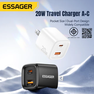Essager PD 20W USB C + Type C Charger Fast Charging Quick Chargers Wall Plug Adapter