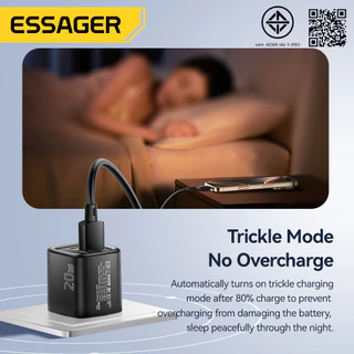 Essager PD 20W USB C + Type C Charger Fast Charging Quick Chargers Wall Plug Adapter