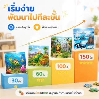 จิ๊กซอว์ไม้ พร้อมกรอบไม้ ของเล่นเสริมพัฒนาการ จิ๊กซอว์สำหรับเด็กๆ ของเล่นเสริมพัฒนาการ 1-3 ขวบ ตัวต่อของเล่นเด็ก